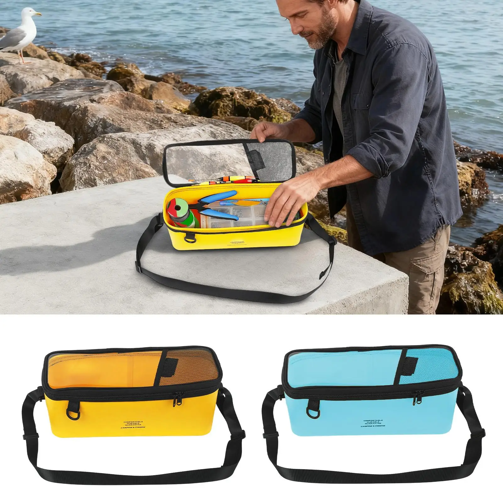 

new Large Fishing Tackle Bag Multi-Compartment Shoulder Box For Gear, Heavy-Duty Storage For Freshwater Lake River Boat Fishing