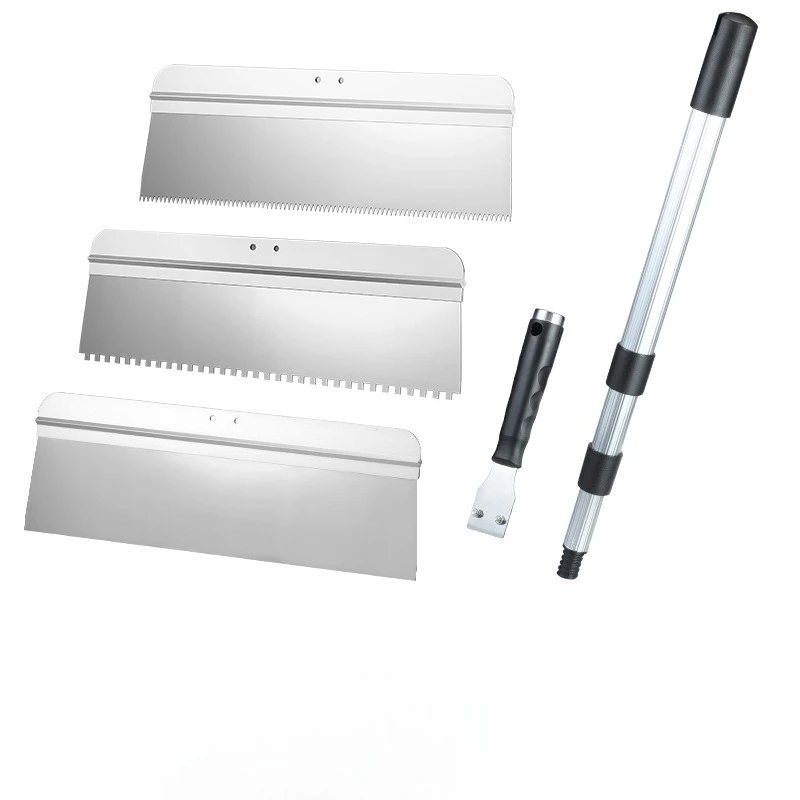 Standing Push Blade with Interchangeable Head and Adjustable Telescopic Rod Floor Scraper Cement Self Leveling Scraper