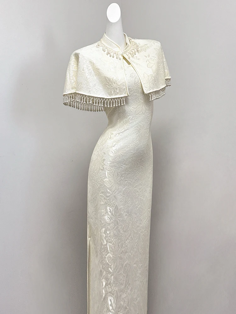 

White Chinese Sle Engagement Dr Thin Ele Cool Sensation Mid-Length Skirt Breathable Polyester Fiber ort ...
