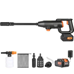 SucceBuy Cordless Pressure Washer 580-PSI 1.1GPM Portable Power Cleaner Handheld High-Pressure Car Washer Gun with 4.0Ah Battery