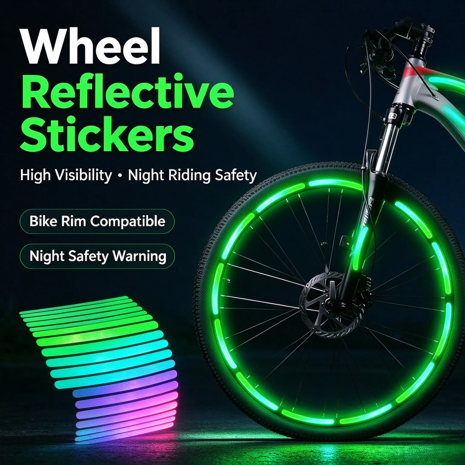 Bicycle Wheel Reflective Stickers Night Luminous Decals for Car Motorcycle Kids Balance Bike Rim Safety Warning Tape