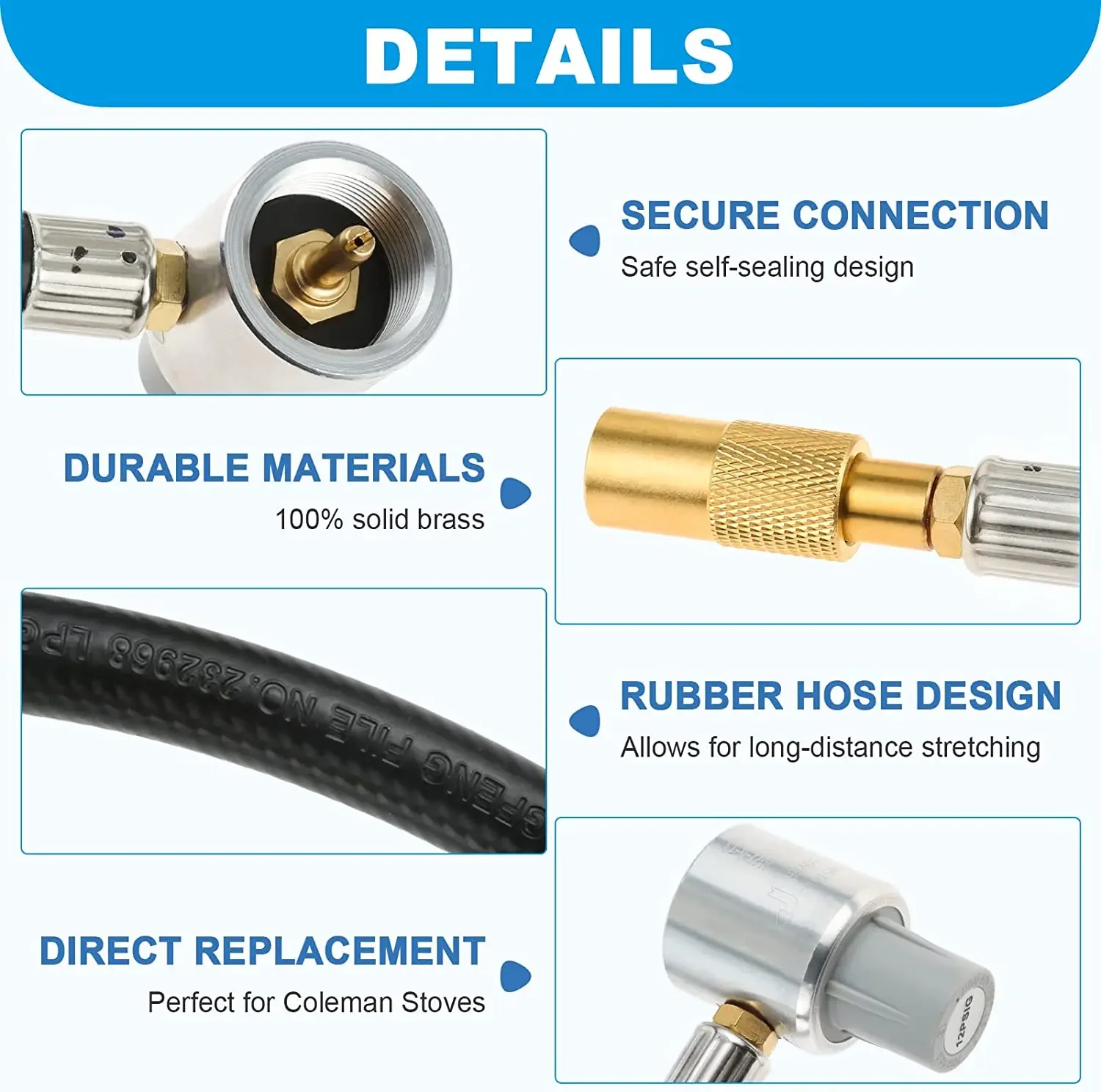 12 PSI Pressure Regulator with 3 Feet Propane Hose Adapter Connect 1LB Bottle fit for Coleman Classic Triton Tabletop Camp Stove