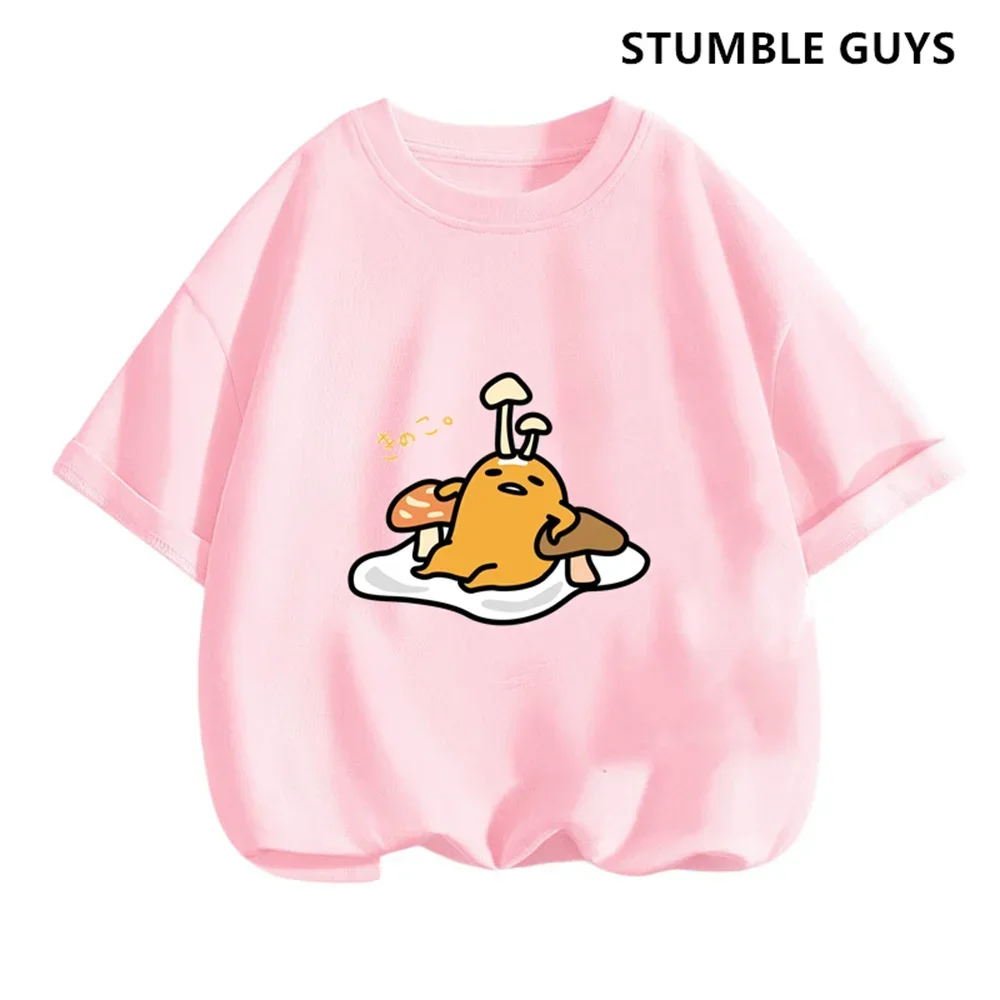 2024 Gudetama Tshirt Kids Summer Sonic Kids Clothes Cartoon Girls Casual short-sleeved T-shirt Baby Boy Clothing Trucksuit