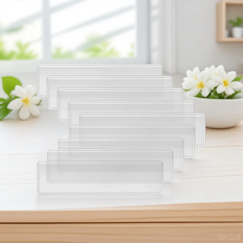 Portatarjetas transparentes autoadhesivos, Material de PVC, fuerte dureza, fácil inserción para pizarras blancas, carpetas, estanterías, 50 Uds.
