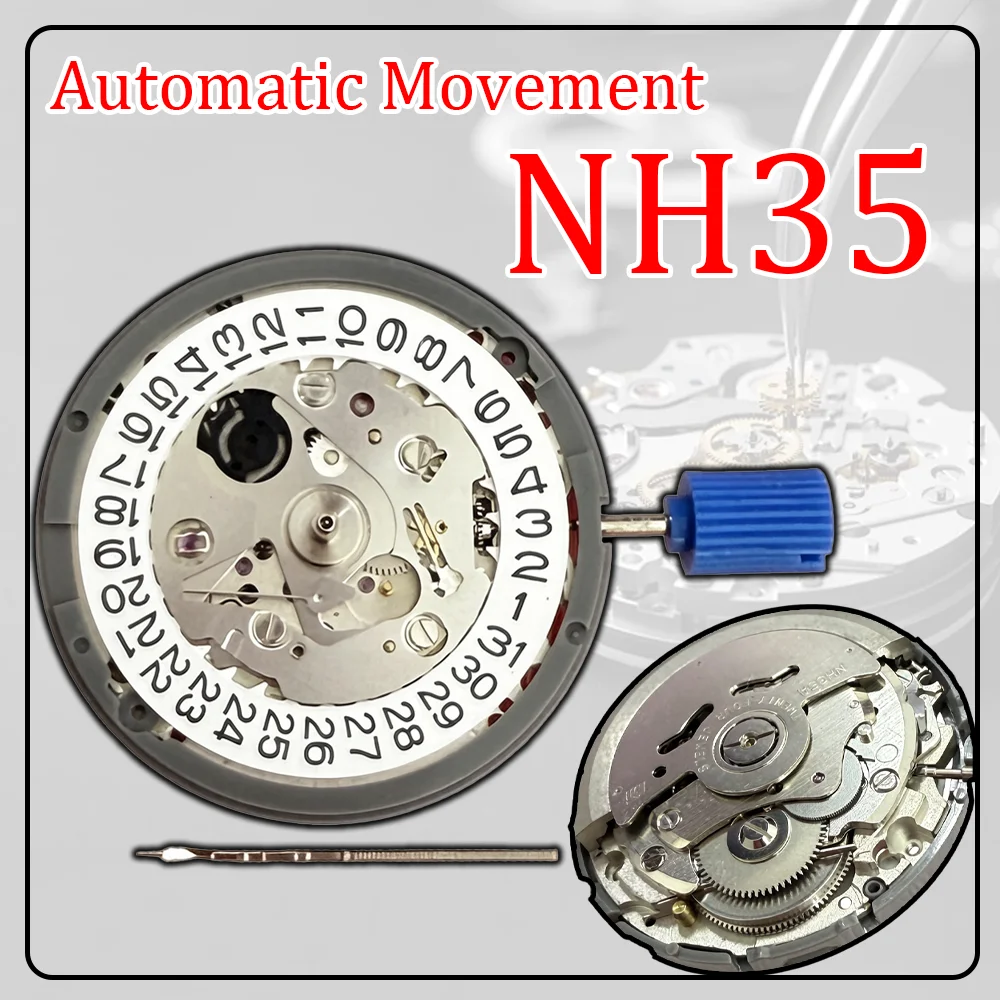 Japan Genuine NH35A Automatic Movement 24 Jewels 3 Hands Date 41H Power Reserve Repair Modding Replacement Premium Accessories