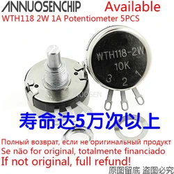 5PCS WTH118 2W 1A Potentiometer 1K 2.2K 4.7K 10K 22K 47K 100K 470K 1M WTH118-2W Round Shaft Carbon Rotary Taper Potentiometer