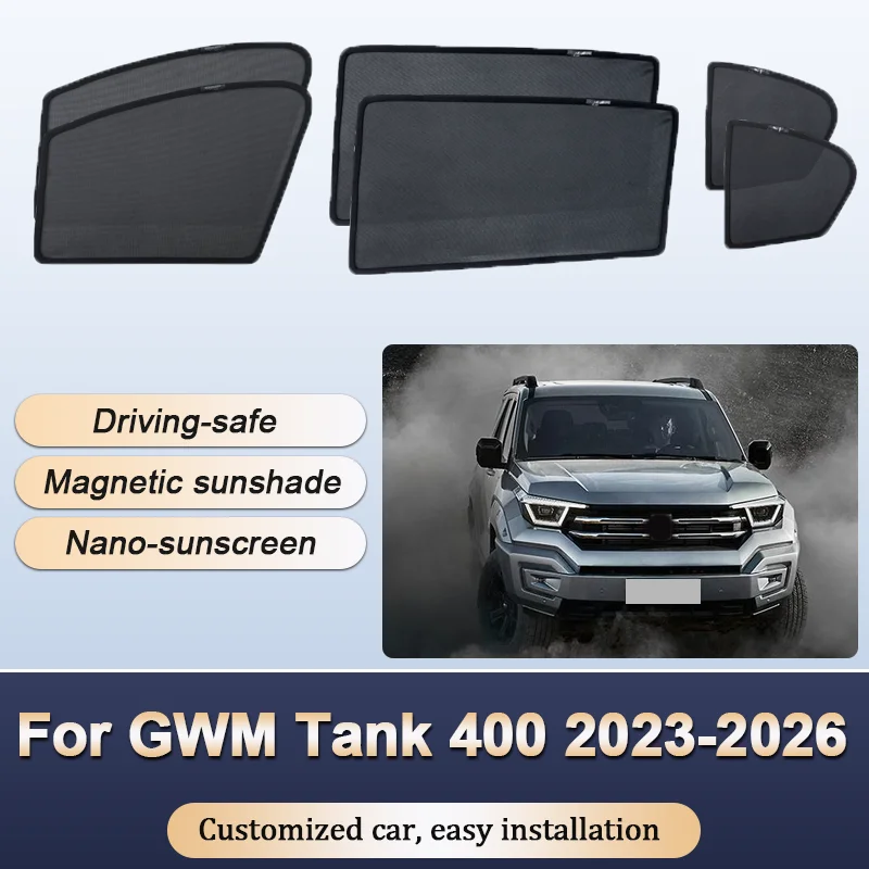 

Sun Shades For GWM Tank 400 2023 2024 2025 2026 Sunshades Magnetic Heat insulation Curtains Privacy Window Visor Car Accessories