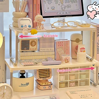 책상에 길이 조절 가능한 스토리지 선반 침실 테이블 용 확장형 스토리지 랙 주방 슬라이딩 주최자 디스플레이 스탠드