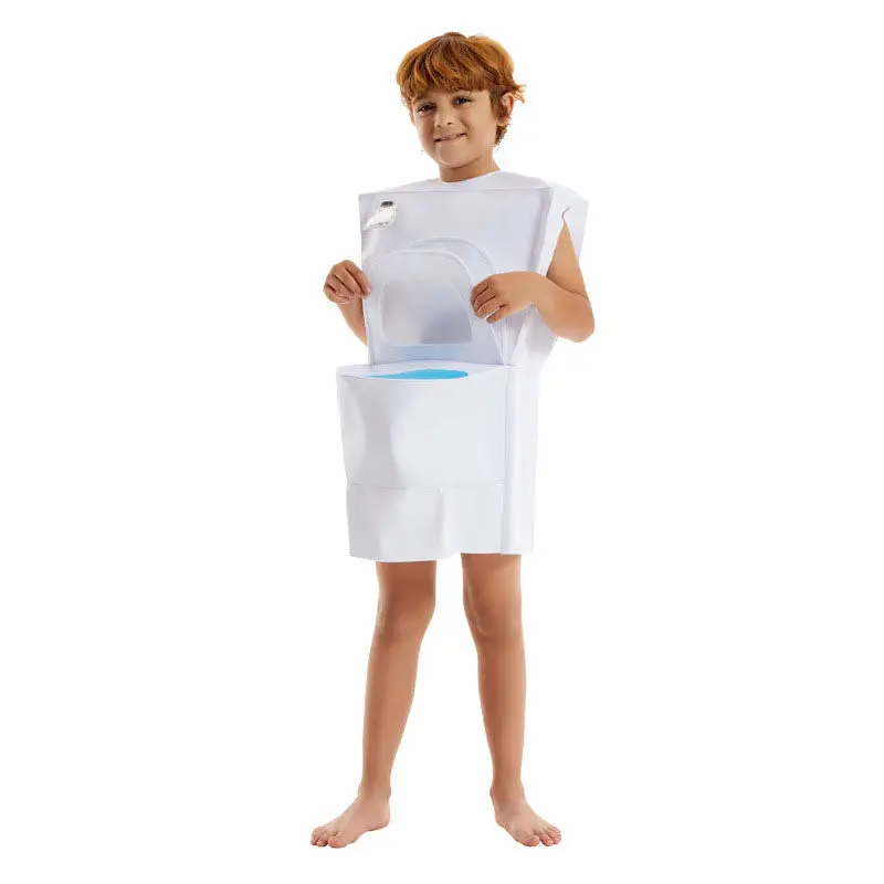New Kids Funny Toilet Cosplay Costume, Halloween Stage Performance Outfit, Kindergarten Group Drama Party Wear for Children Kids