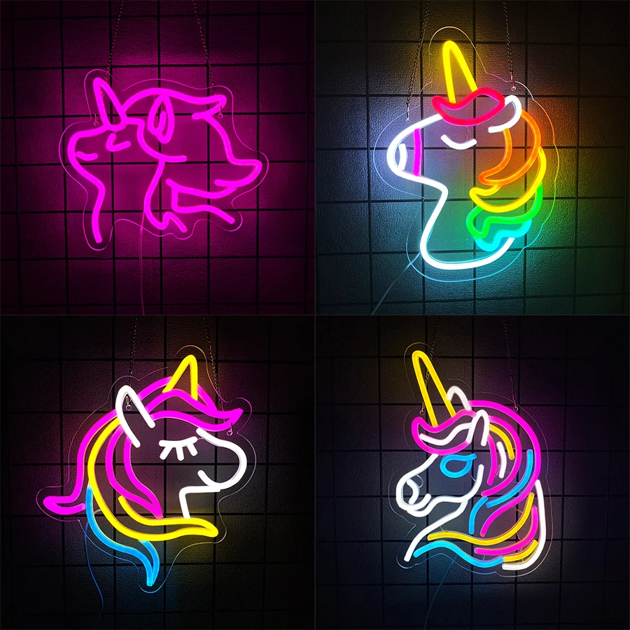 Animation Series Neon Signs, Unicorn Art Icons, Used For Wall Decor, Usb Powered, Room, Game Room, Club, Bar, Office Wall Lights