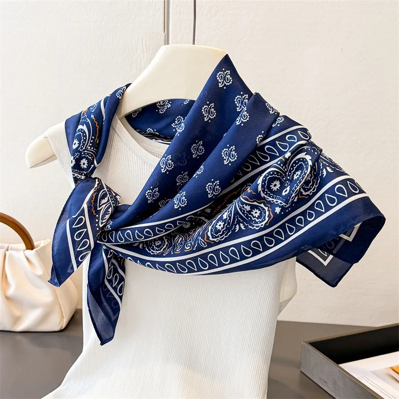 

2026 New Print Silk Scarf for Women Square Hijab Soft Neck Tie Female Fashion Decoration Silk Headscarf Kerchief Foulard Bandana