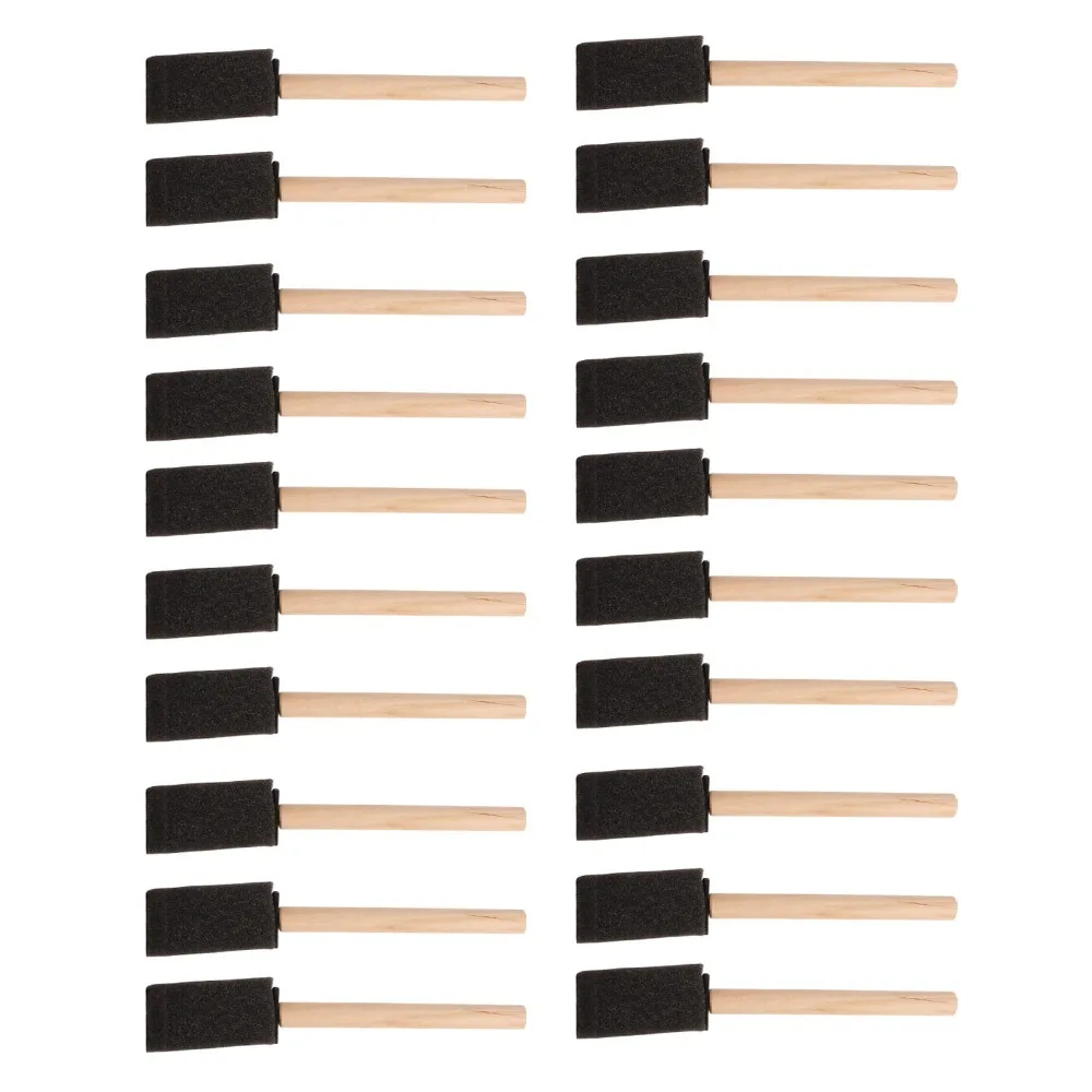 20Pcs Durable Wood Foam Paint Brush Length 15cm Black Brush Head Sponge Paint Brush Paint Sponge Brush For Painting