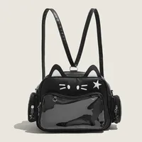 Women's Fashion Backpacks Y2K Korean Japan Kawaii Cat Ita Bag PU Cute Girls Transparent Pocket Aesthetic Shoulder Crossbody Bags