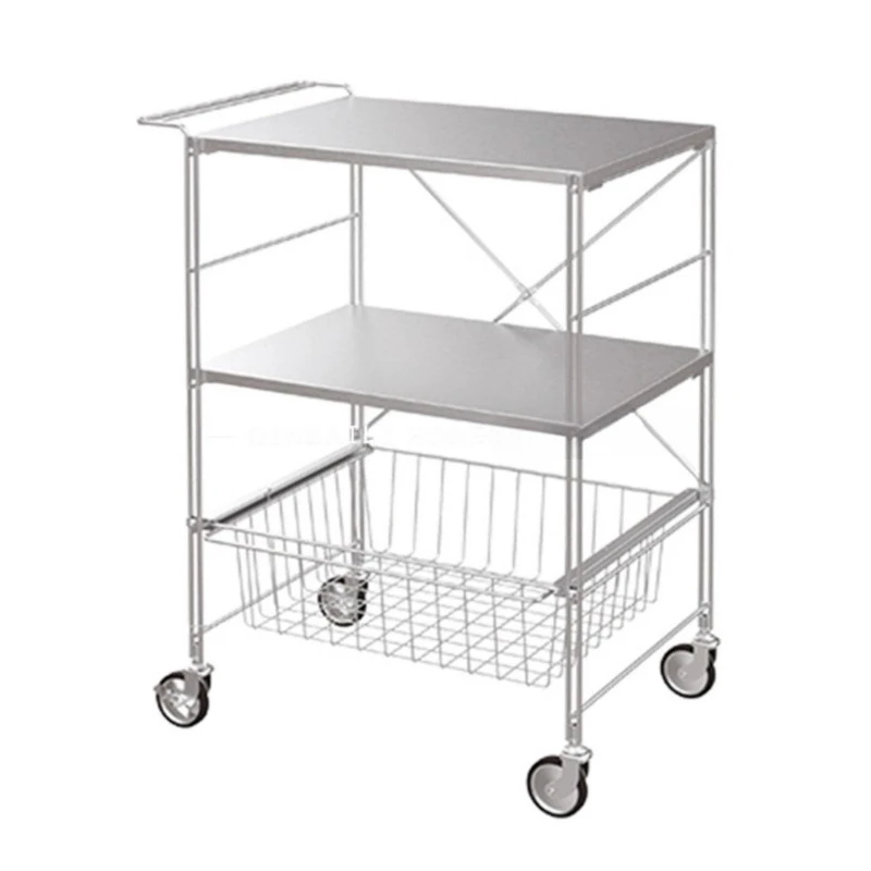 Stainless steel kitchen rack floor-to-ceiling multi-layer storage microwave oven pot oven rack snack cart