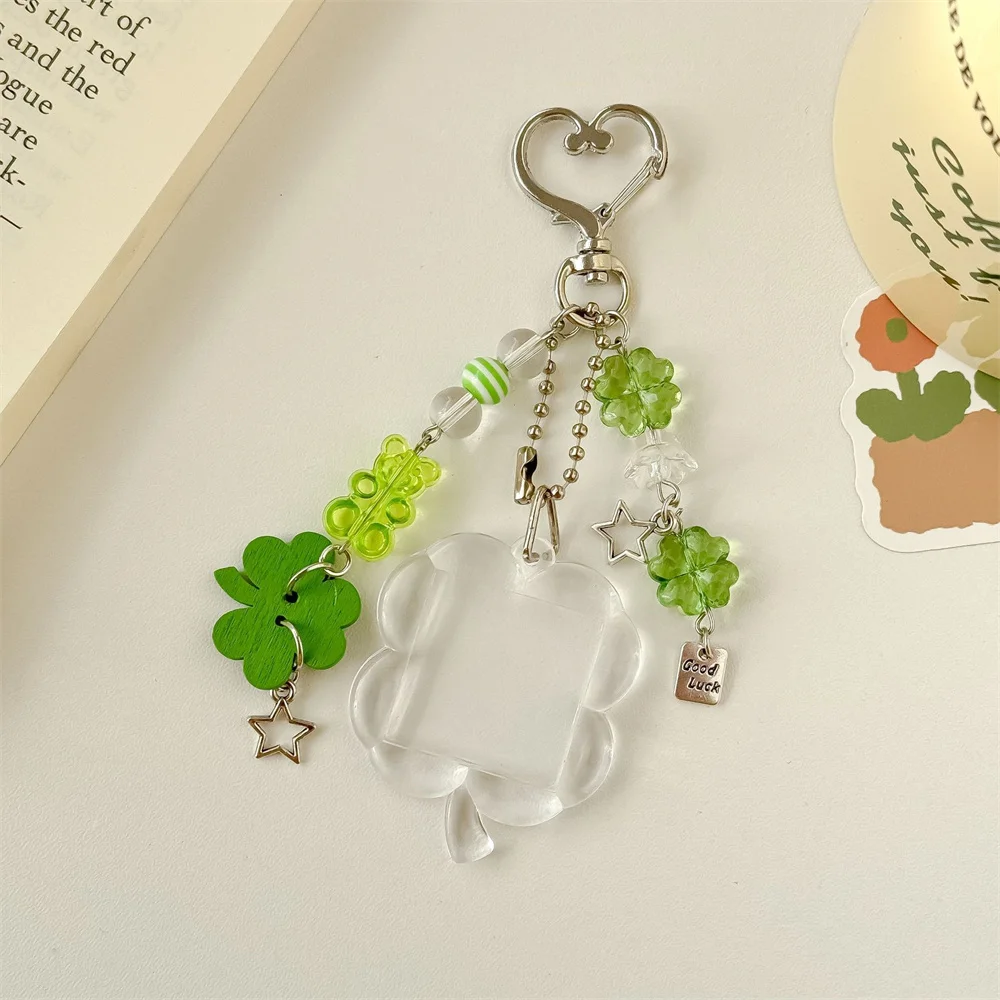 محظوظ البرسيم إطار صور المفاتيح قلادة للنساء حقيبة مفاتيح الملحقات كيرينغ حقيبة معلقة سلسلة هواتف مجوهرات هدية #5