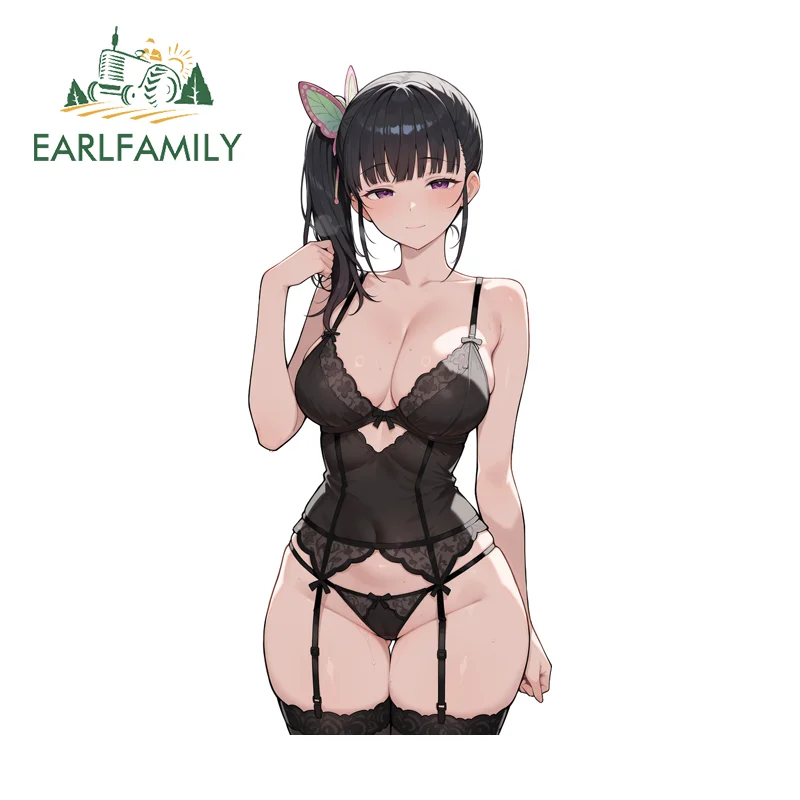 EARLFAMILY Kanao Seductive Girl Car Stickers Sweet Adorable Eye Catching Graphics DIY Decal Occlusion Scratch Windshield