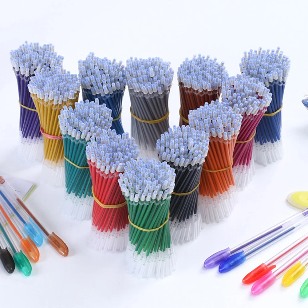 100 Pcs Color Refills Gel Pens Refillable Writing Stationery Fine Point Replacements Flash Major