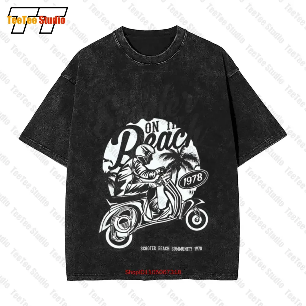 Riding Scooter Beach Community 1978 Vintage Oversized T-Shirt LGY1