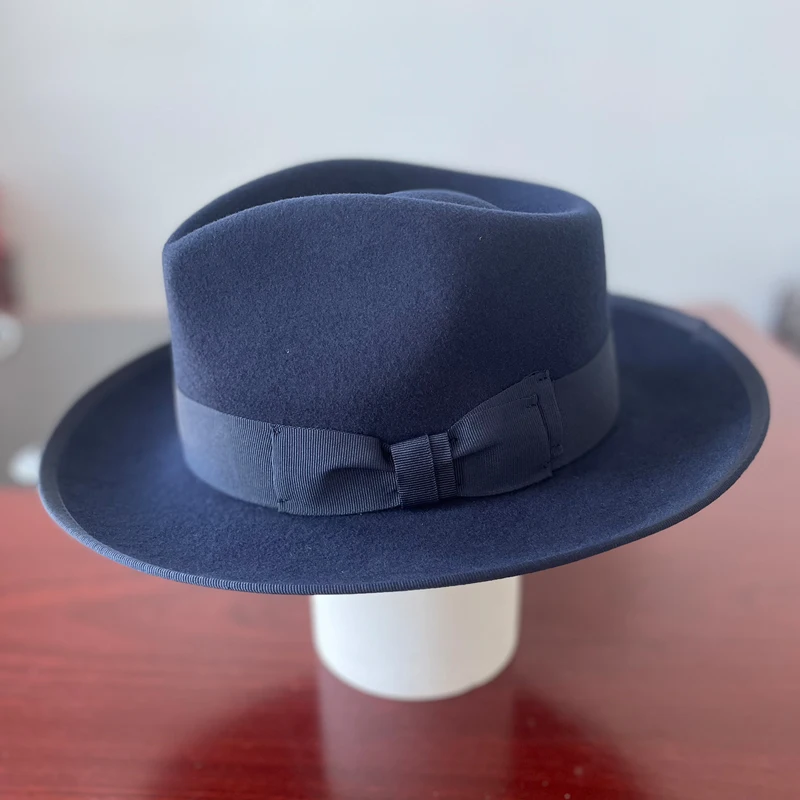 Weicher Filzhut der Marke LIHUA, Fedora-Hüte aus 100 % Wolle für Herren und Damen, himmelblau, kamelfarben, schwarze klassische Floppy-Panama-Mütze – Detail 16