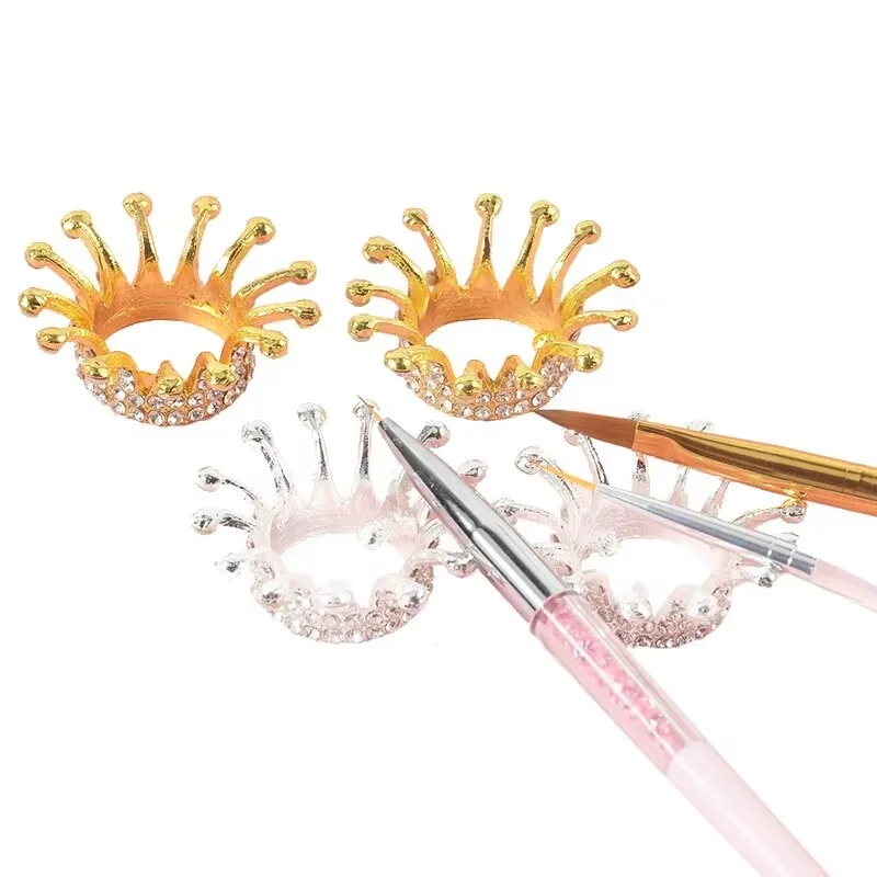 1Pc Crown Shape Retro Nail Art Brush Holder, Manicure Pen & Diamond Painting Storage Rack, Nail Art Accessory