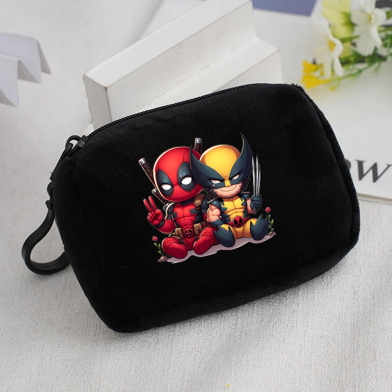 Deadpool Wolverine Plush Coin Purse Portable Movie Cartoon Print Childern Adult Wallet Bag Teenage Coin Bank Card Storage Bag