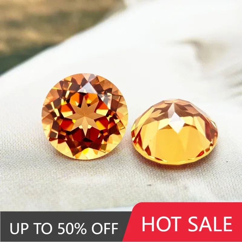 

A-Lab Grown Sapphire Round Shape Orange Color Top Quality Charm Beads for Diy Jewelry Making Selectable AGL Certificate