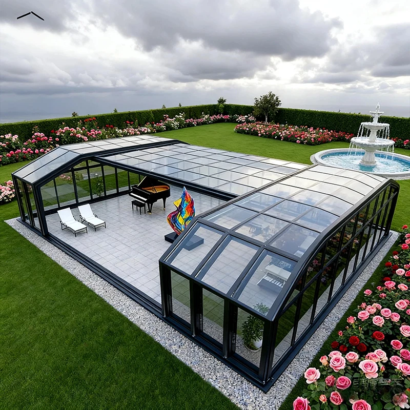 Customized Outdoor All Season Balcony Sunroom Exterior Large Aluminum Large Glass Mobile Sunroom