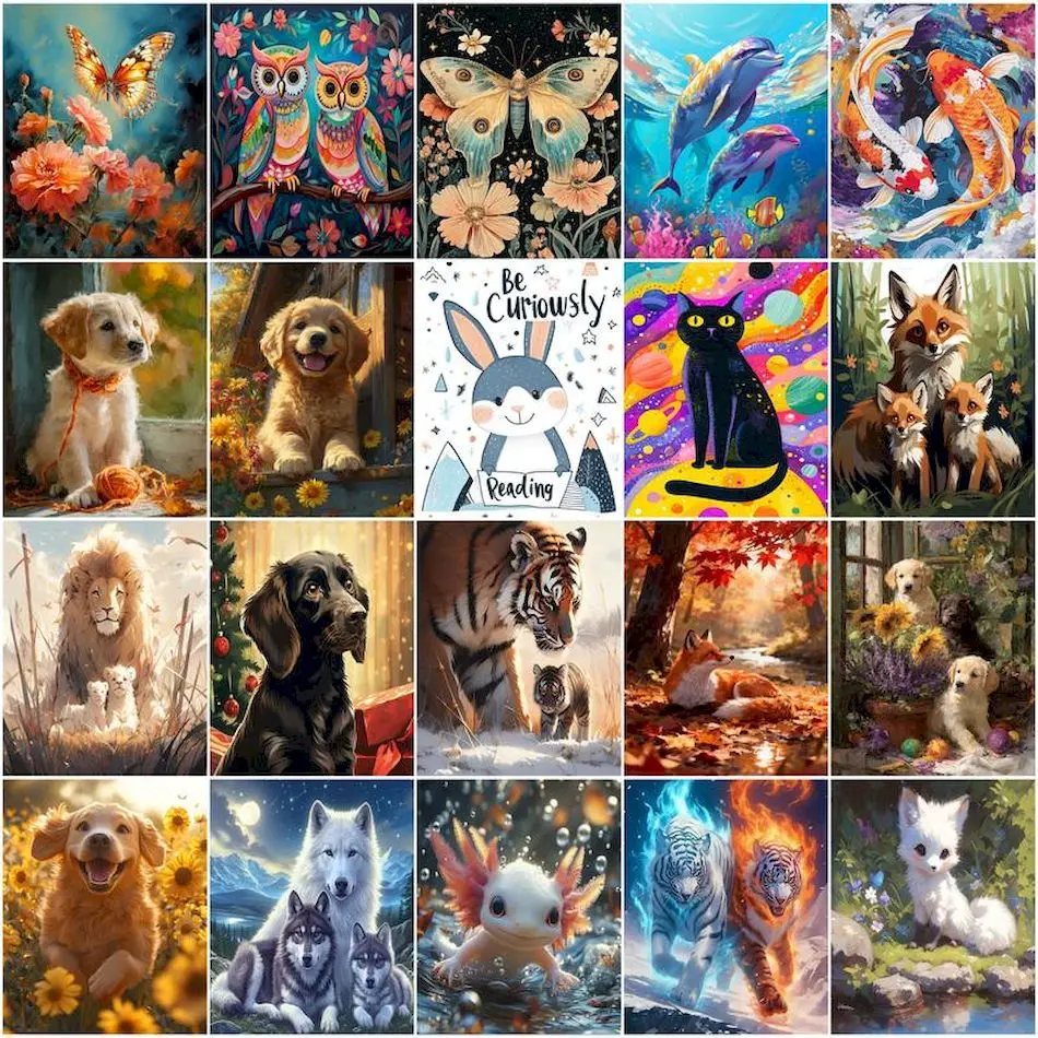GATYZTORY Malen nach Zahlen für Erwachsene, Tierzeichnung auf Leinwand, Acryl-Wandkunst, Malen nach Zahlen, dekorative Gemälde, DIY-Set