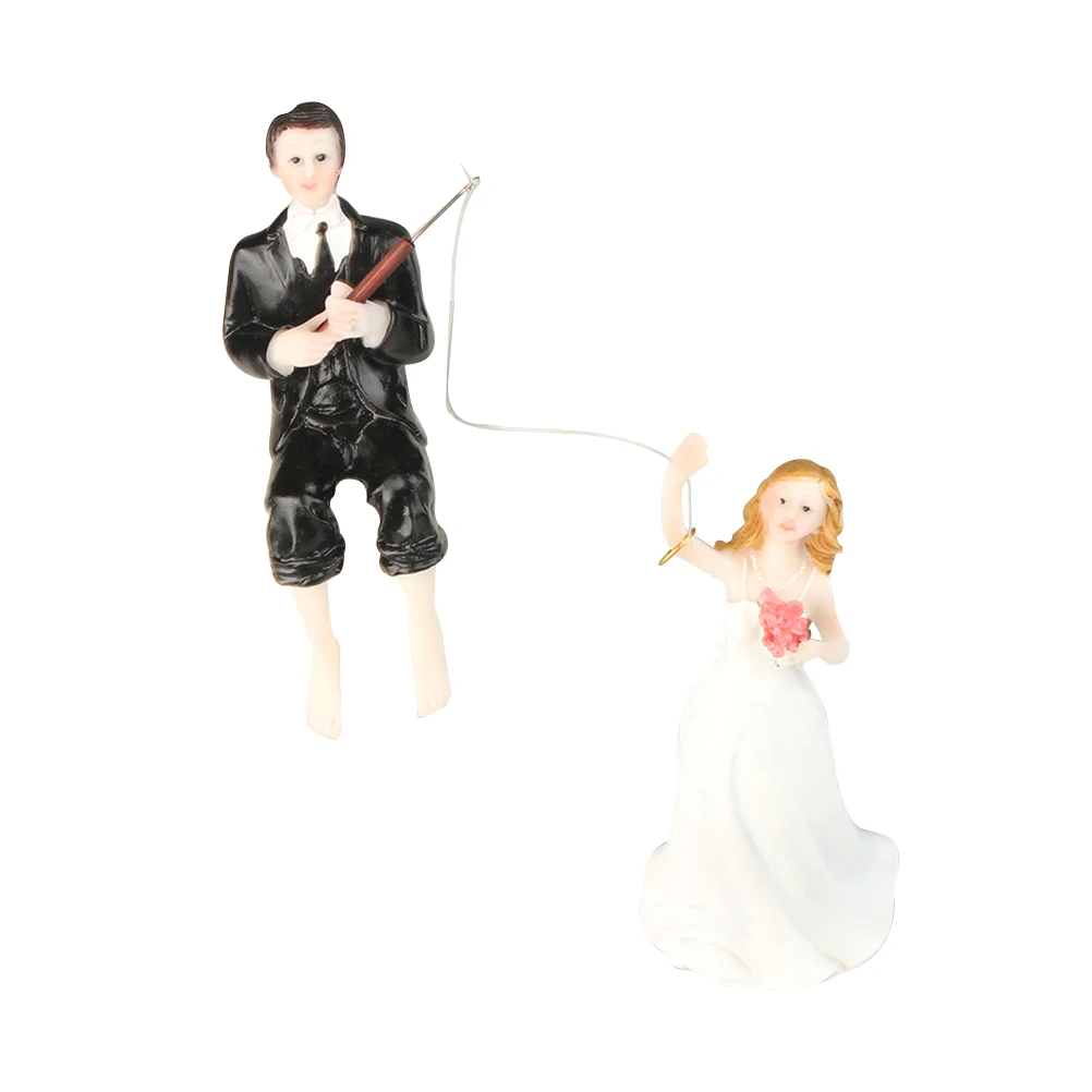 

Bride Groom Cake Topper 11x6 5x14 5cm Resin Black White Kissing Shape Wedding Party Decoration Miniature Model
