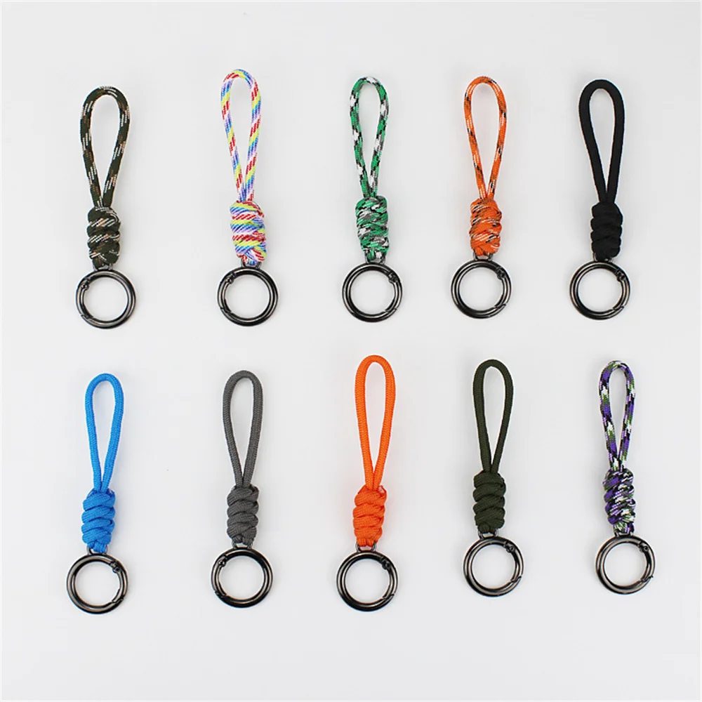 Hand Woven Rope Keychain Outdoor Anti-lost Keyring for Men Unisex Backpack Pendant Waist Hanging Car Key Chain Survival Tools