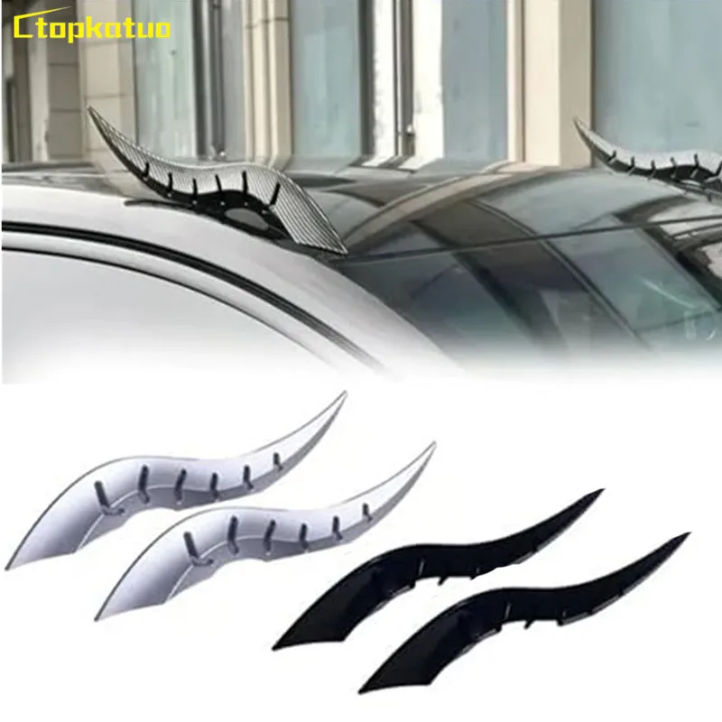 

1 Pair Car Roof Dragon Horn Modification Universal Auto Roof Decoration for Car SUV RV Black /Silver Halloween Decoration
