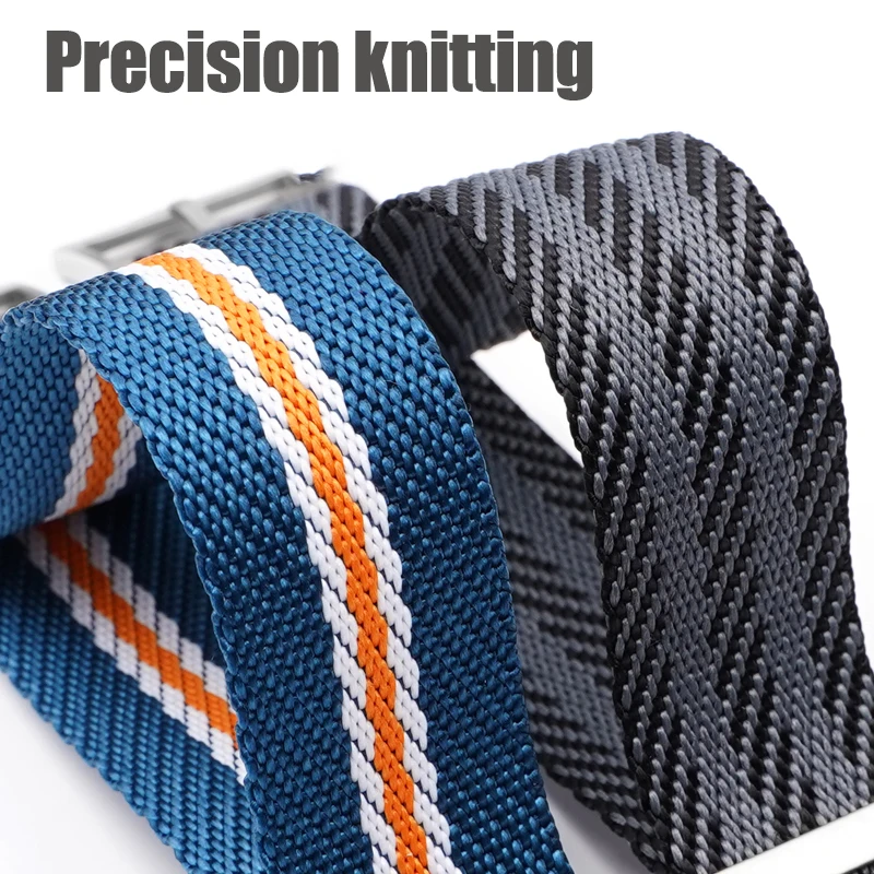 20mm 22mm Woven Nylon Strap Soft Fabric Men Women Striped Replacement Band Watch Accessories for Tudor for Rolex for Omega
