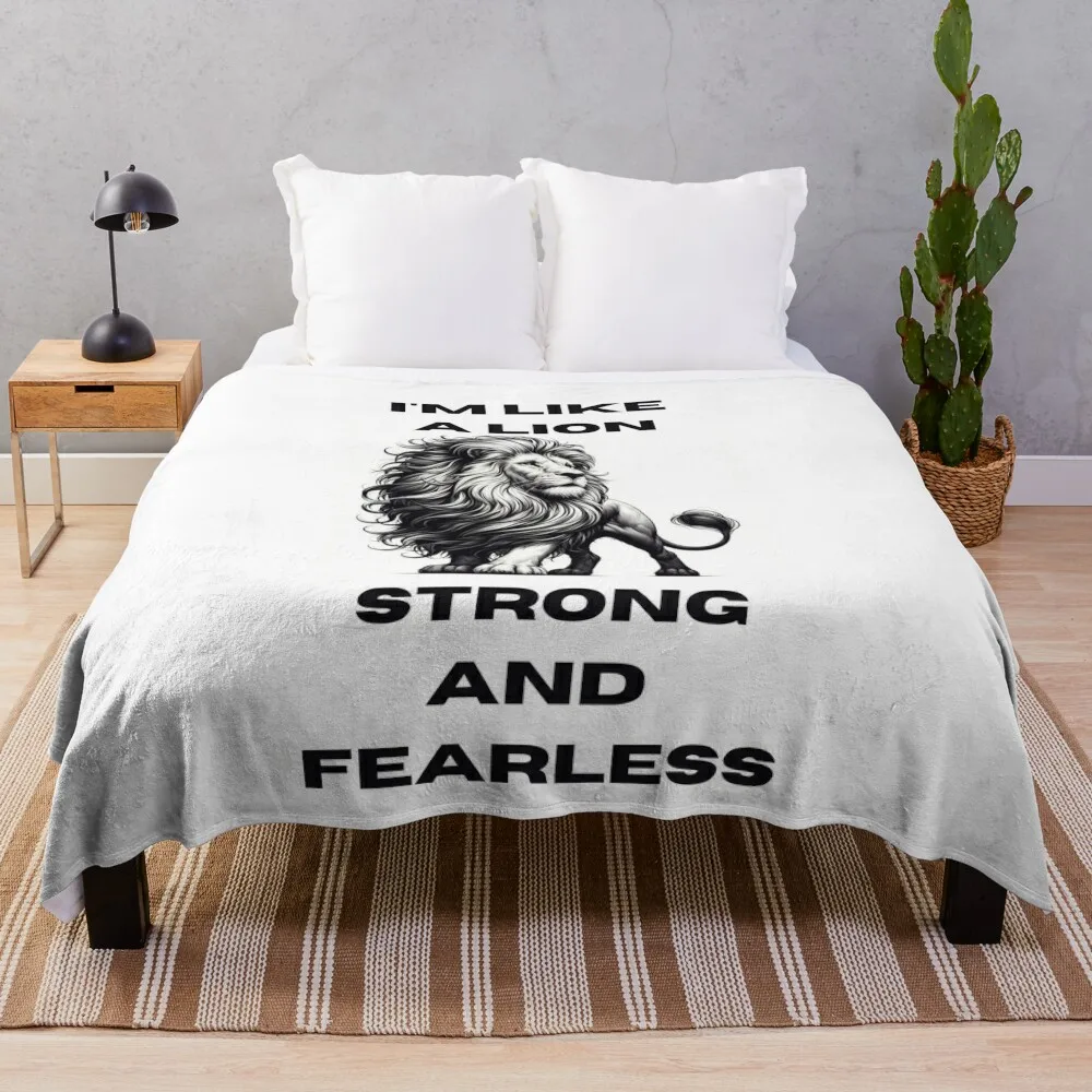 I'm like a lion strong and fearless Throw Blanket Cute Plaid Luxury Vintage Blankets