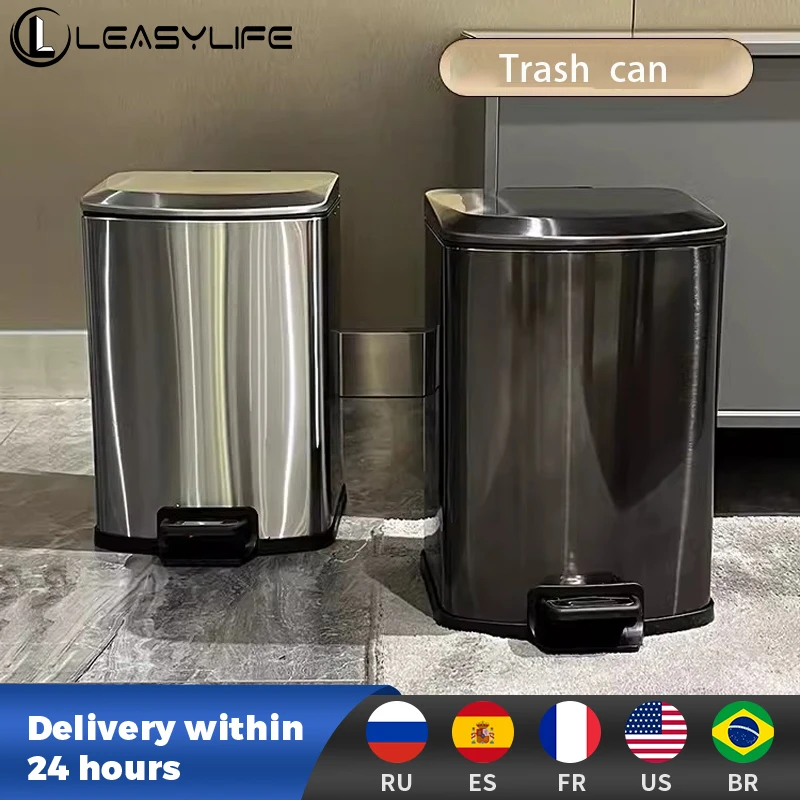 Foot Pedal Trash Can with Pedal Lid, Luxury Trash Can for Kitchens, Bathroom Wastebasket, Large Capacity Garbage, 9L, 12L