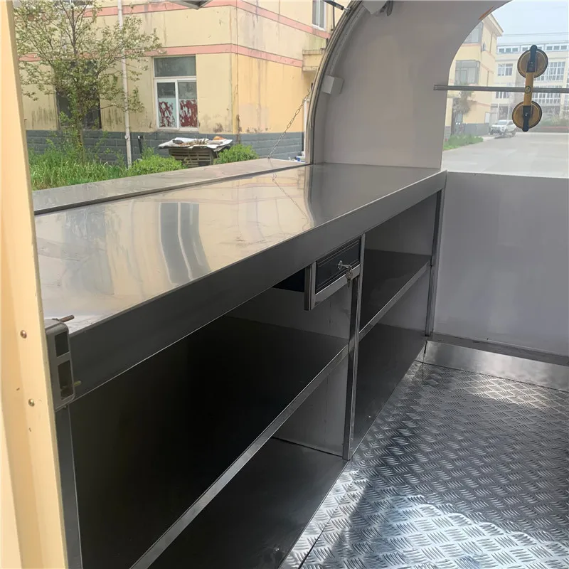 Furgoneta móvel para comida, 2.5m de comprimento, trailer, caminhão de comida rápida, cachorro-quente, bolha, chá, quiosque, sorvete, carrinho de comida para venda