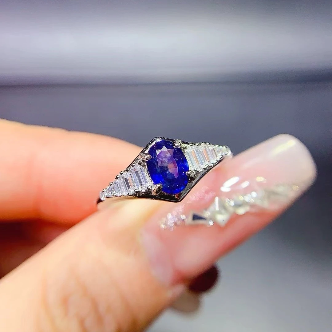 

KJJEAXCMY High End Women's Ring Natural Sapphire S925 Silver with Electroplating Boasting High Clarity Full Brilliance Gift
