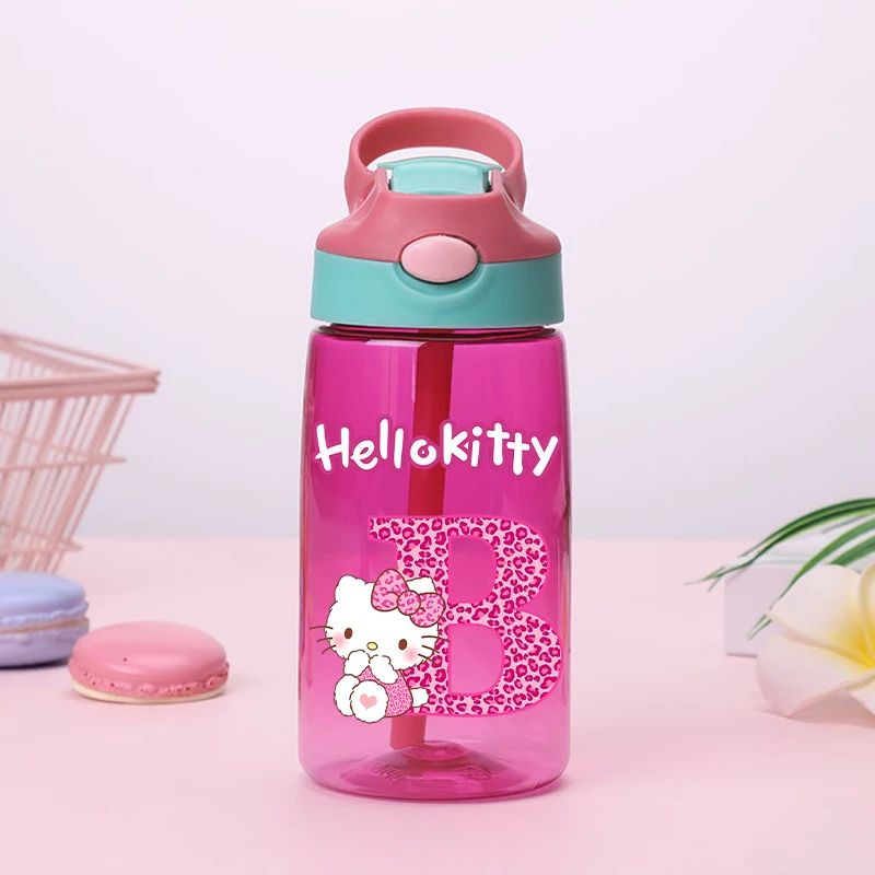 

Бутылка для воды Hello Kitty с соломой для девочек Sanrios, милая чашка с буквами, детская летняя спортивная кружка на открытом воздухе, школьный офисный аксессуар, подарок