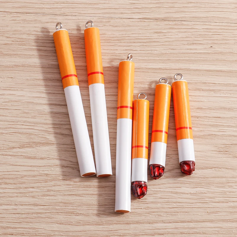 Tusember 10pcs Resin Funny Smoking Cigarette Pendant Charms for Earring Bracelet Necklace Jewelry Making Diy Accessories