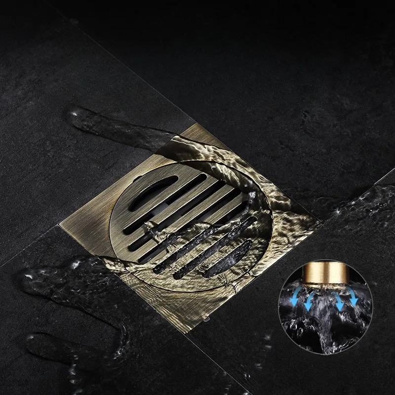 ステンレス鋼セルフシール床排水ライト高級ゴールドブロンズ浴室消臭床排水肥厚大排気量