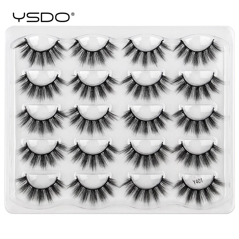 YSDO 10 pairs mink eyelashes hand made cilios mink 3d false eyelashes natural long volume eyelash 3d mink lashes faux lashes