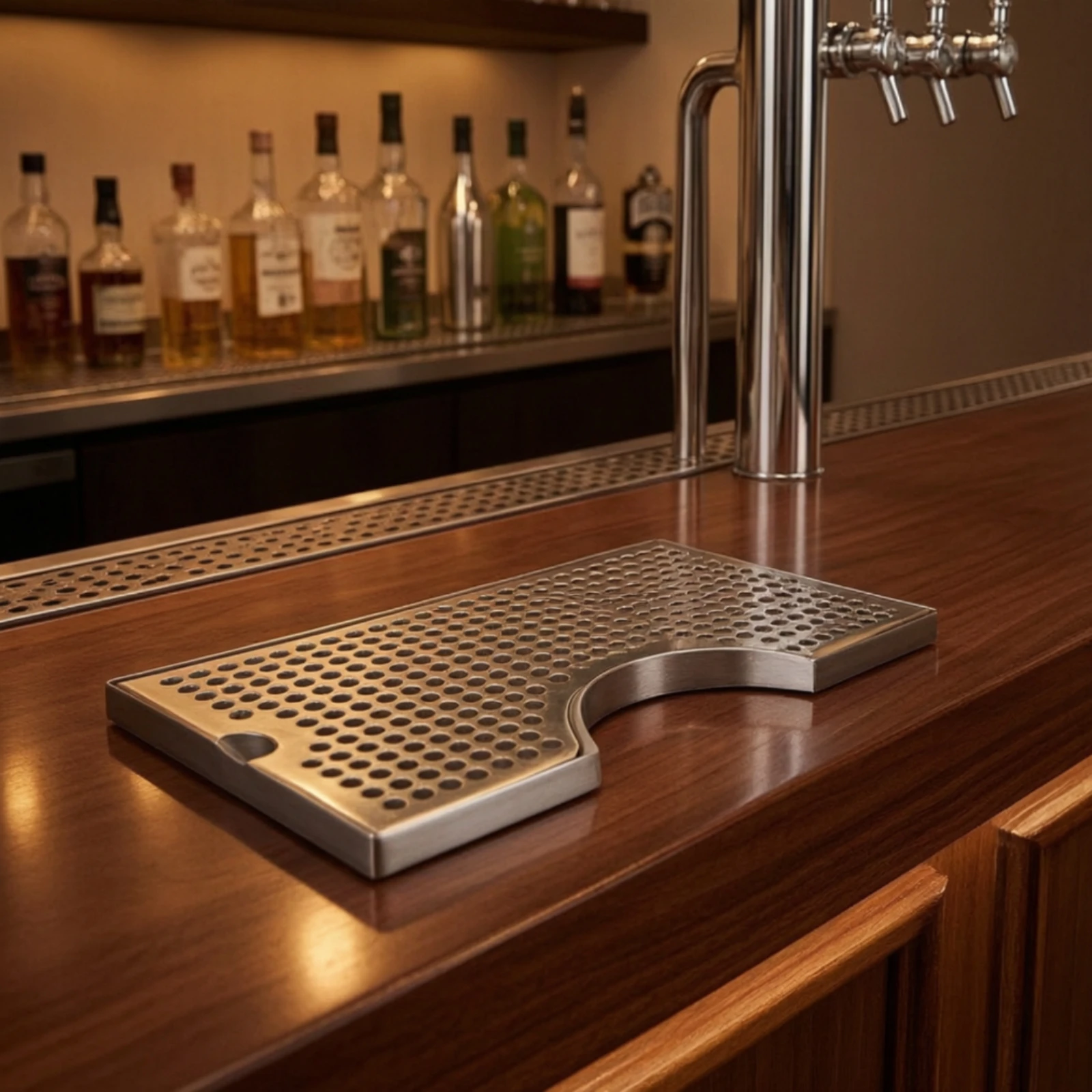 U-Shaped Spill Tray Corrosion-Resistant Spill Tray with Perforated Top Slimline for Homebrewers, Kegerator, Home Bar