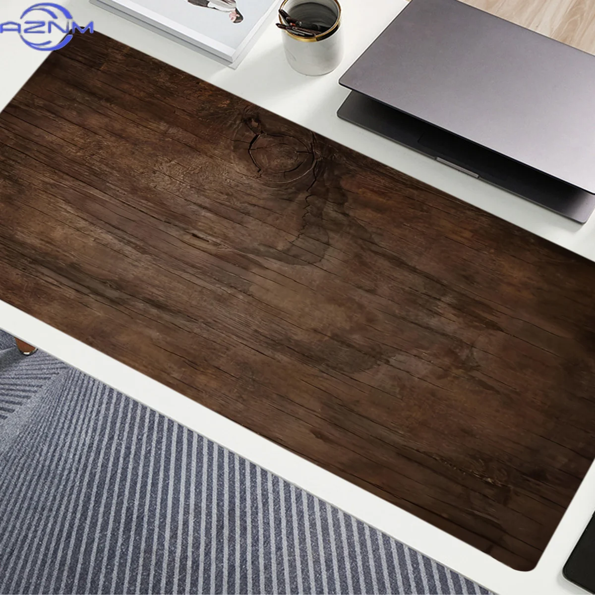[Wood Grain Mouse Pad] 1pc Wood Grain Mouse Pad, Large Desk Mouse Pad for Computer, Square Laptop Mouse Pad, Non-Slip Office and