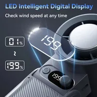 Ventilateur de refroidissement portable à main 199Gear, vitesse du vent puissante, affichage numérique LED 135 ° Ventilateur portable pliable 3-en-1 Tubro 8000mAh F5PRO 3