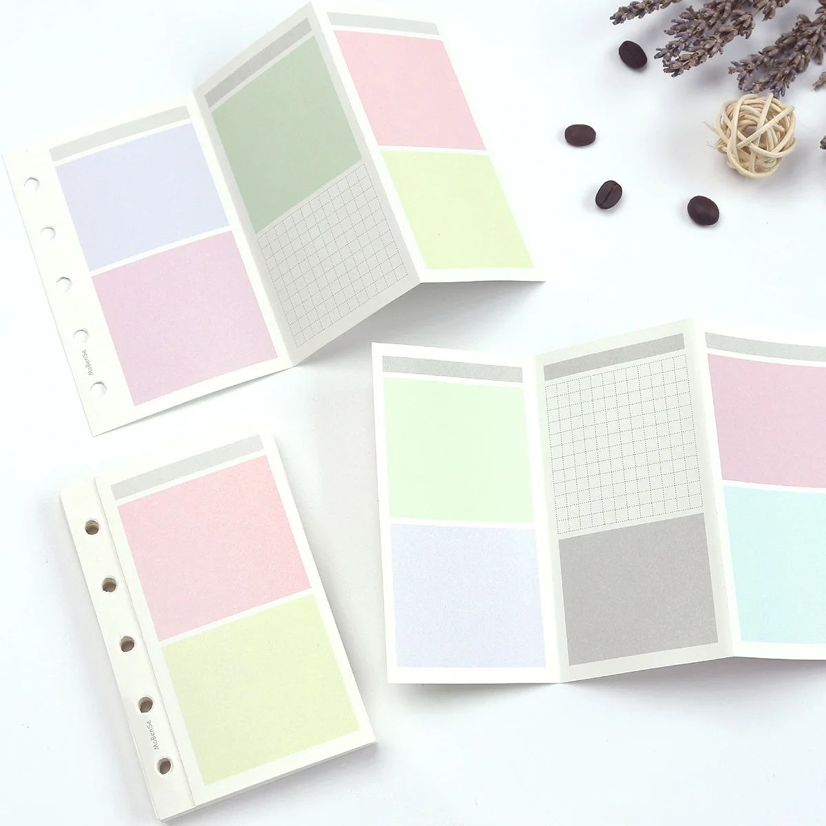 M5 20 Sheet Triple Fold Colorful Loose Leaf Notebook Refill Spiral Binder Inner Page Weekly Monthly To Do Line Grid Inside Paper