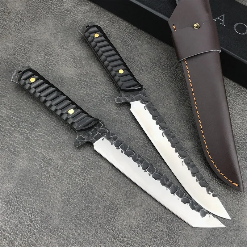 Multi-purpose outdoor military tactical knife, EDC fixed blade knife and sheath, camping survival knife, hunting knife