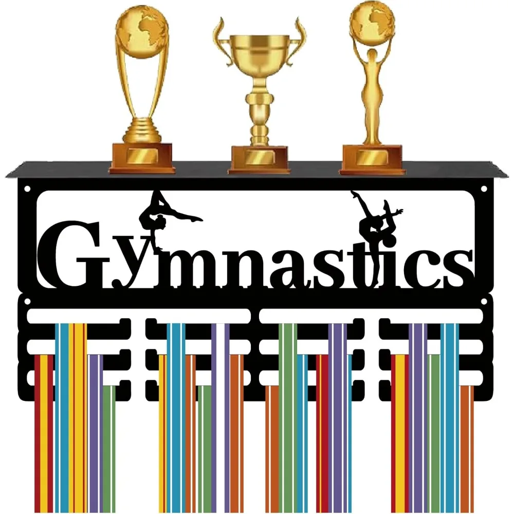 Gymnastics Medal Holder with Shelf Medal Hanger Display Trophy Shelf Stand Sports 4 Rows Metal Hanging Wall Mount making kit