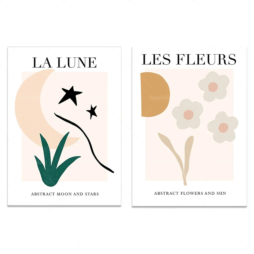 Matisse Inspired Print-La Lune, French style, Henri Matisse, moon, modern abstract artist residence exhibition poster, minimalis