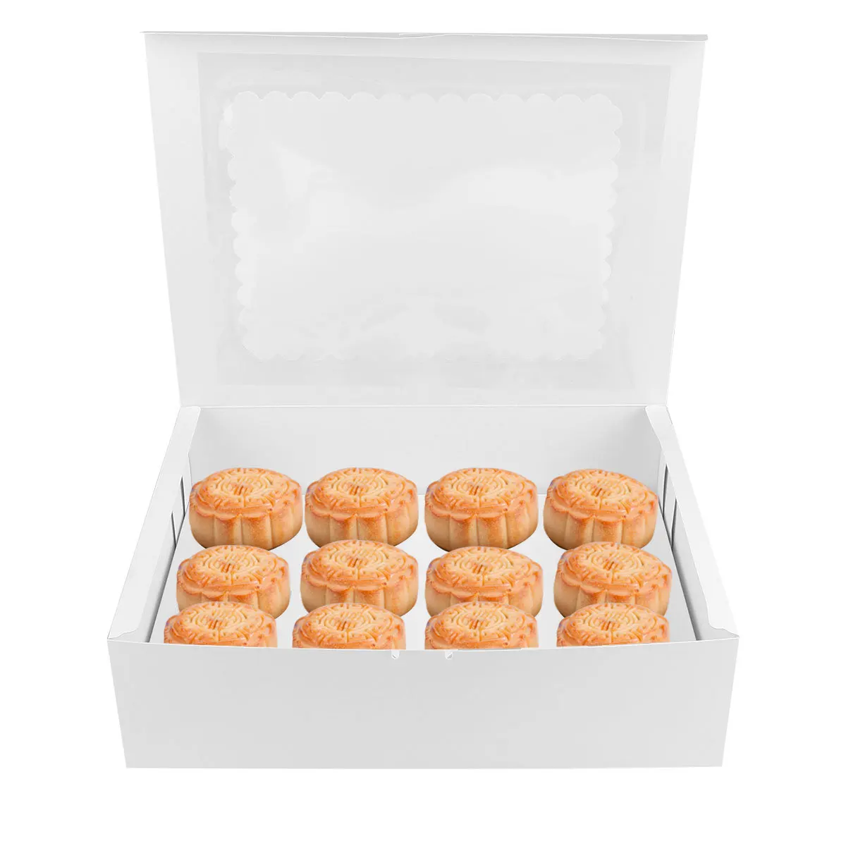 

10Pcs Paper Cake Holder 12-Grid White Cardboard Transparent Window for Muffin Cupcake Packing Cake Packing Box