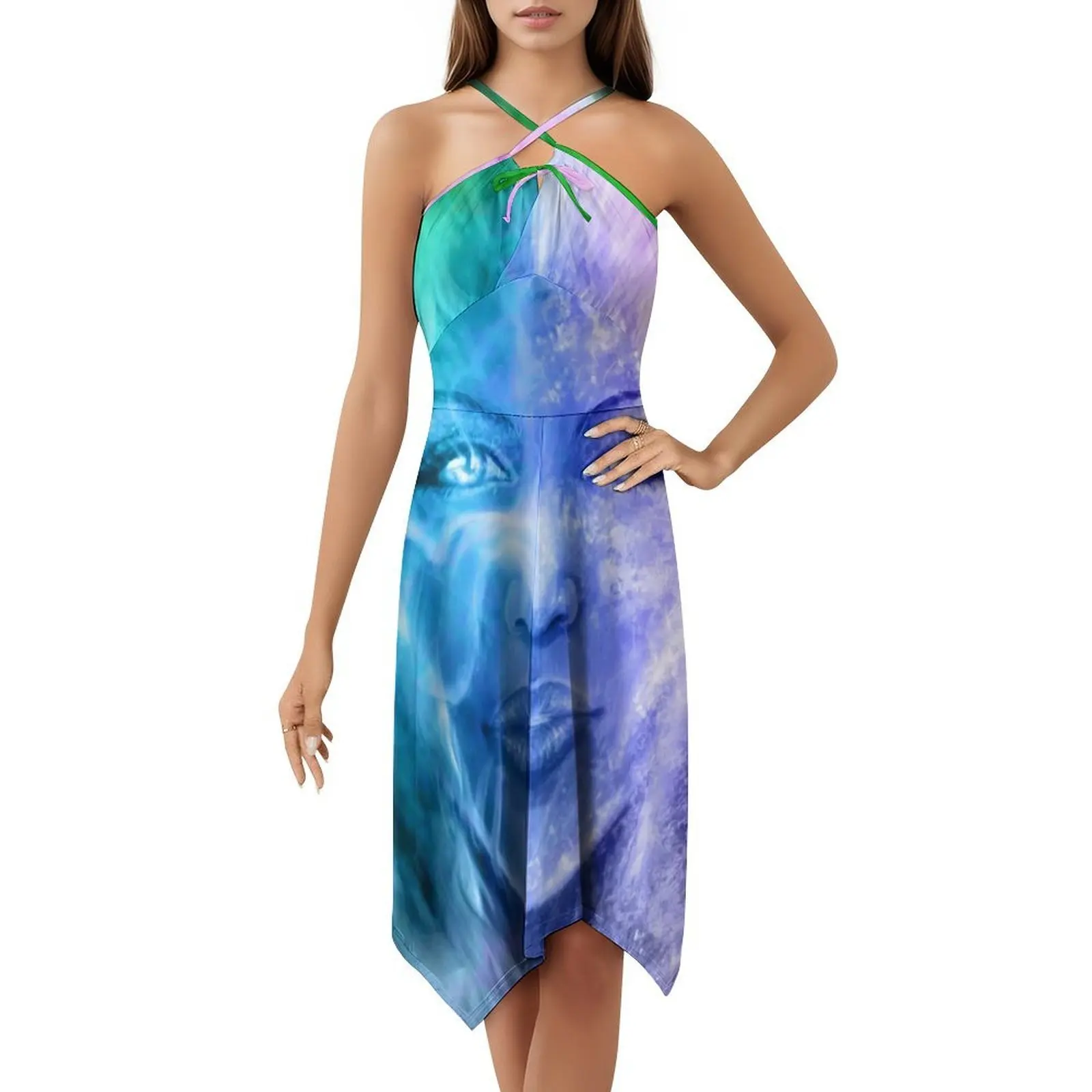 Senhora estrelas estilo coreano vestido casual para mulheres simples diário escritório senhora vestidos senhora estrelas galáxia mulher abstrata das mulheres
