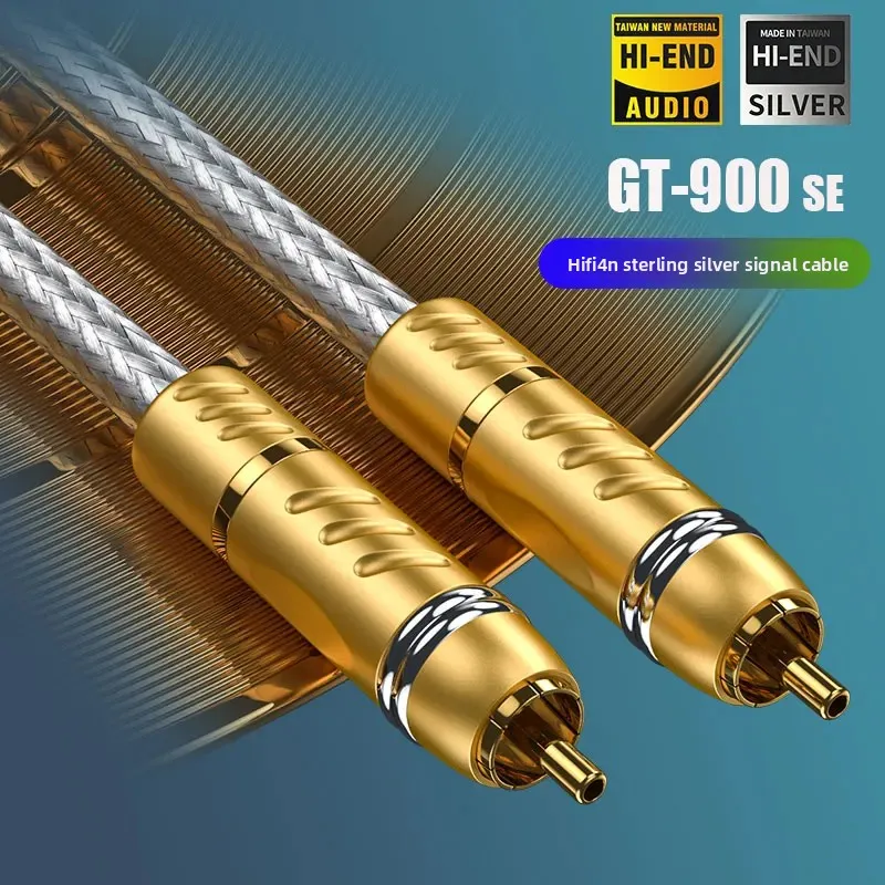 GT-900SE pure silver 4N double lotus self-locking RCA red and white audio cable decoding CD front and rear audio signal cable